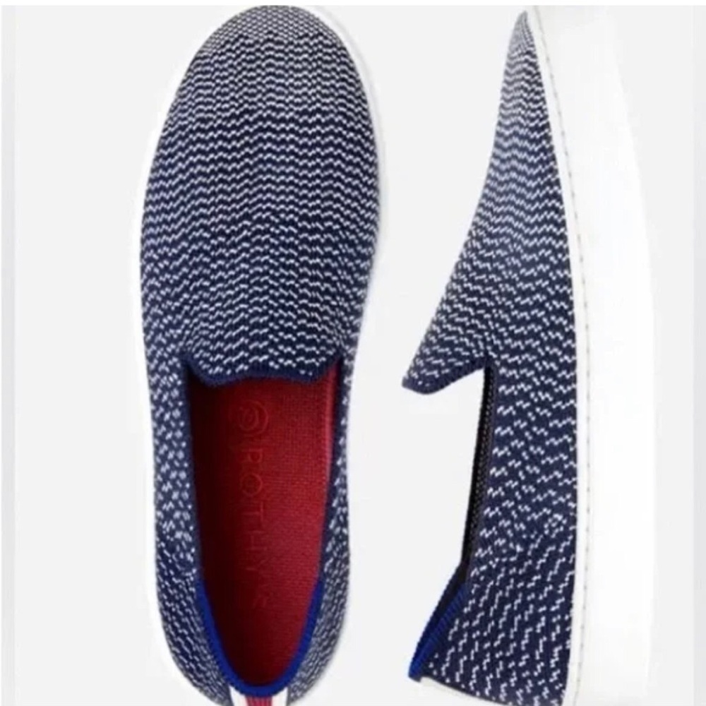 Rothy’s sneaker navy and white slip on shoe size 10